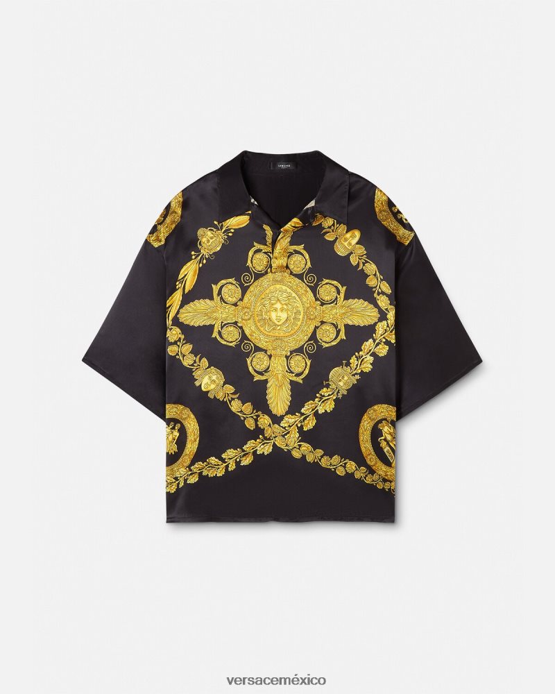 Versace polo maschera de satén barroco imprimir ropa hombres 84626J1313
