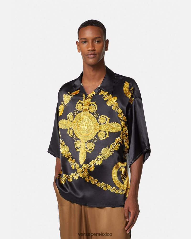 Versace polo maschera de satén barroco imprimir ropa hombres 84626J1313