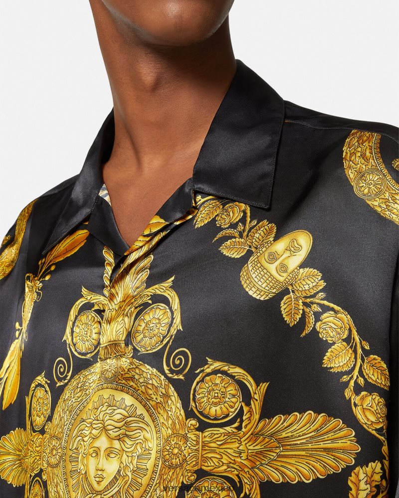 Versace polo maschera de satén barroco imprimir ropa hombres 84626J1313