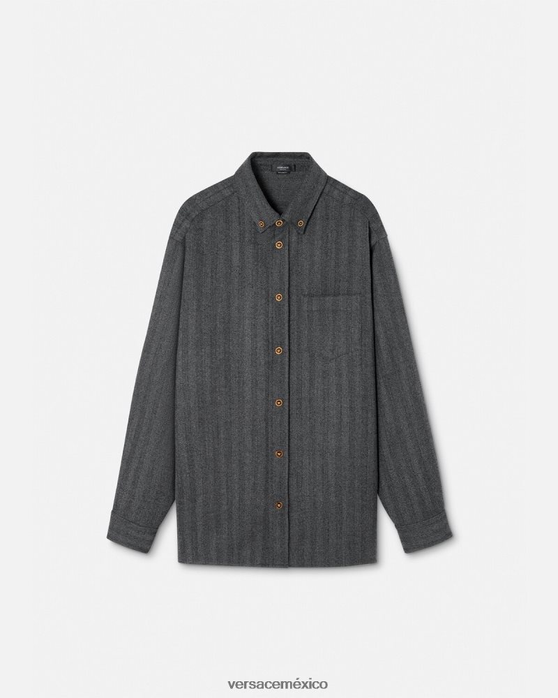 Versace sobrecamisa de cachemir con medusa gris ropa hombres 84626J1302