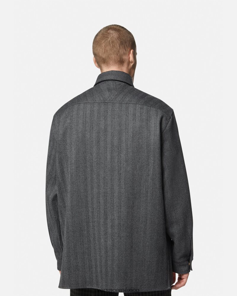Versace sobrecamisa de cachemir con medusa gris ropa hombres 84626J1302
