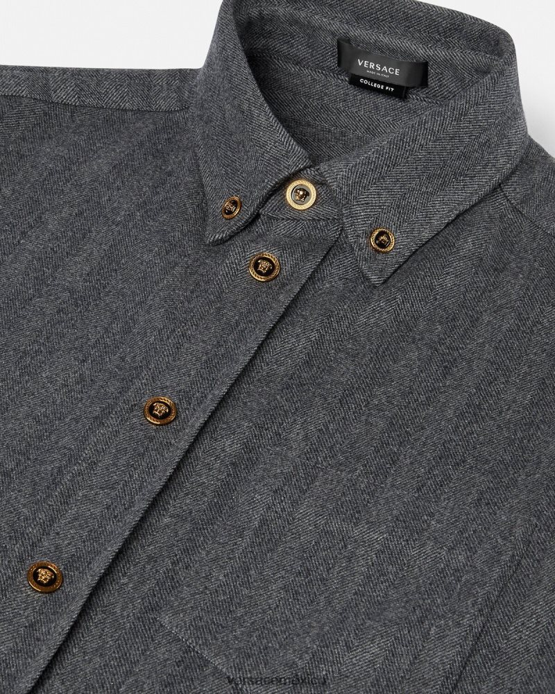 Versace sobrecamisa de cachemir con medusa gris ropa hombres 84626J1302