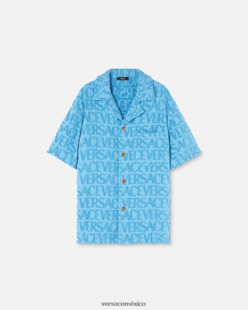 Versace sobrecamisa de toalla azul claro ropa hombres 84626J1280
