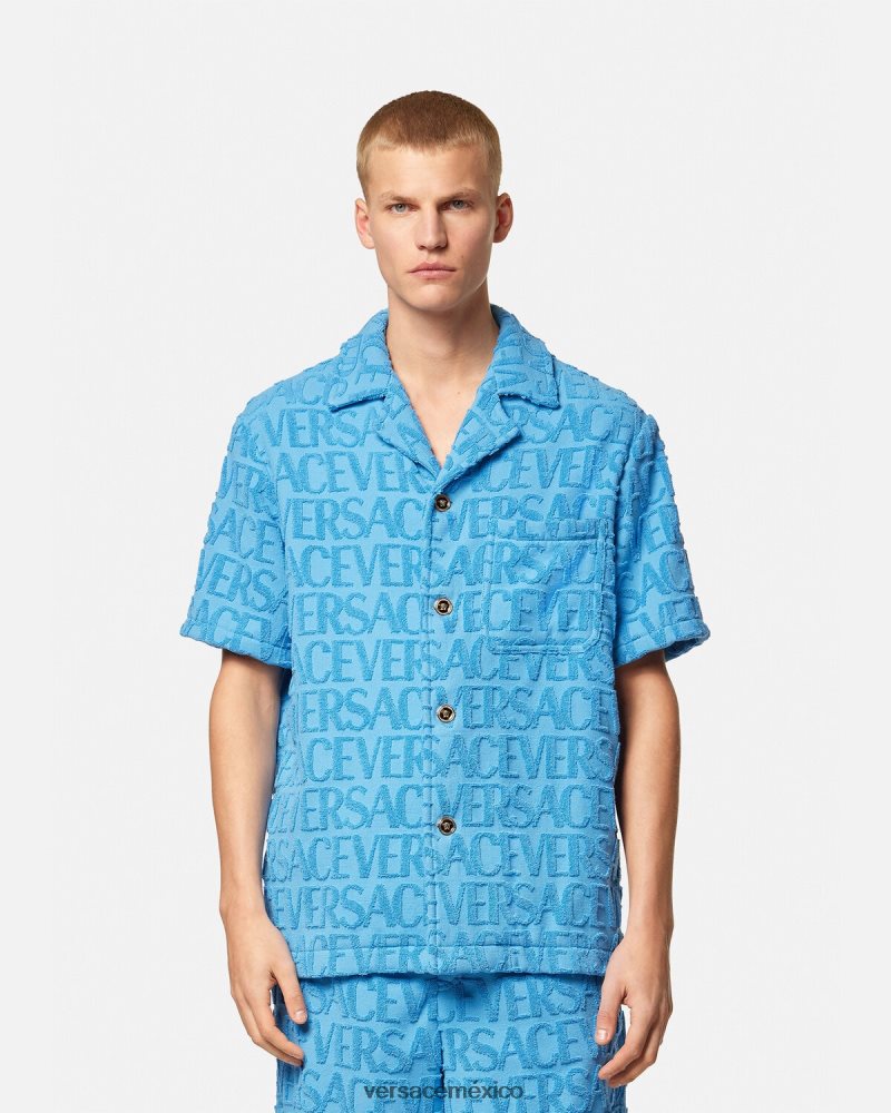 Versace sobrecamisa de toalla azul claro ropa hombres 84626J1280