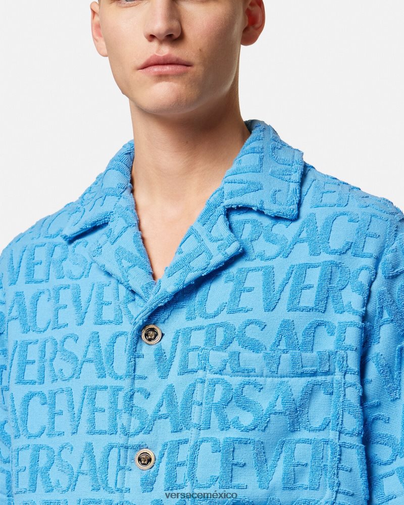 Versace sobrecamisa de toalla azul claro ropa hombres 84626J1280