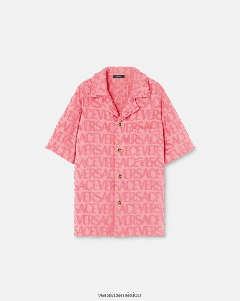 Versace sobrecamisa de toalla rosa ropa hombres 84626J1281