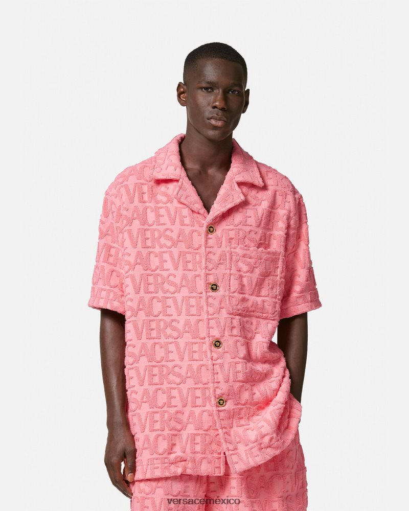Versace sobrecamisa de toalla rosa ropa hombres 84626J1281