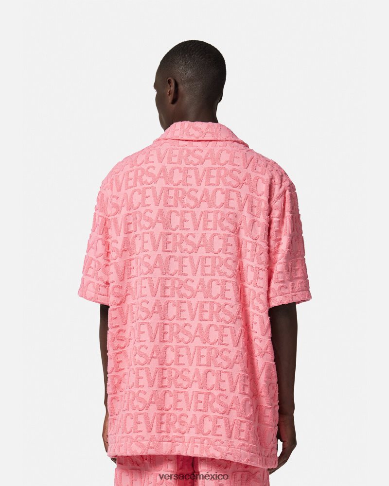 Versace sobrecamisa de toalla rosa ropa hombres 84626J1281
