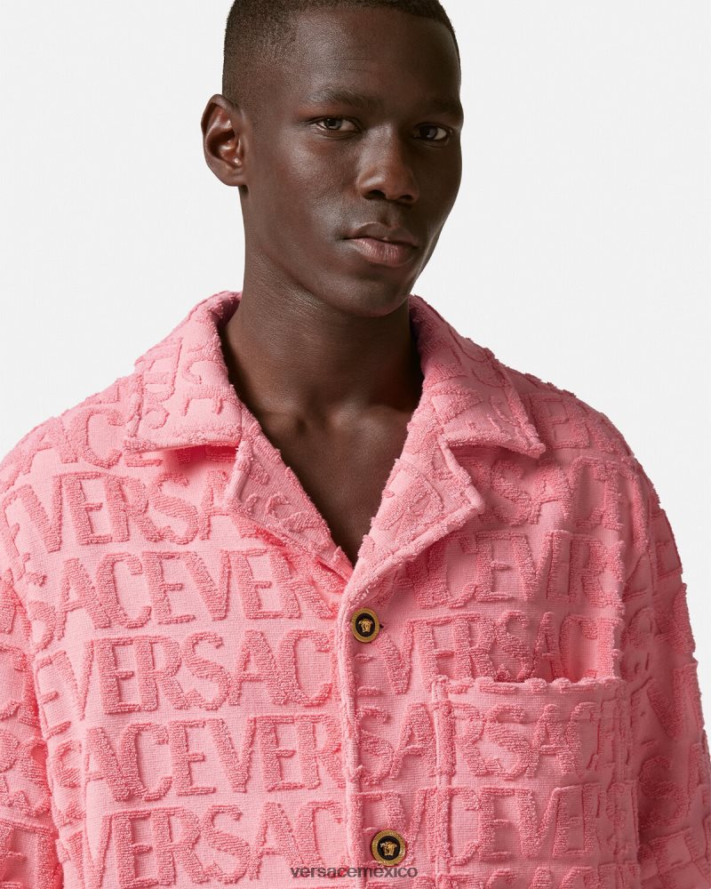 Versace sobrecamisa de toalla rosa ropa hombres 84626J1281