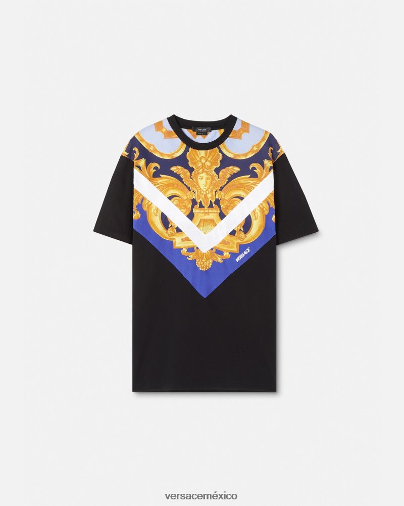 Versace camiseta barroco 660 azul y oro ropa hombres 84626J1393