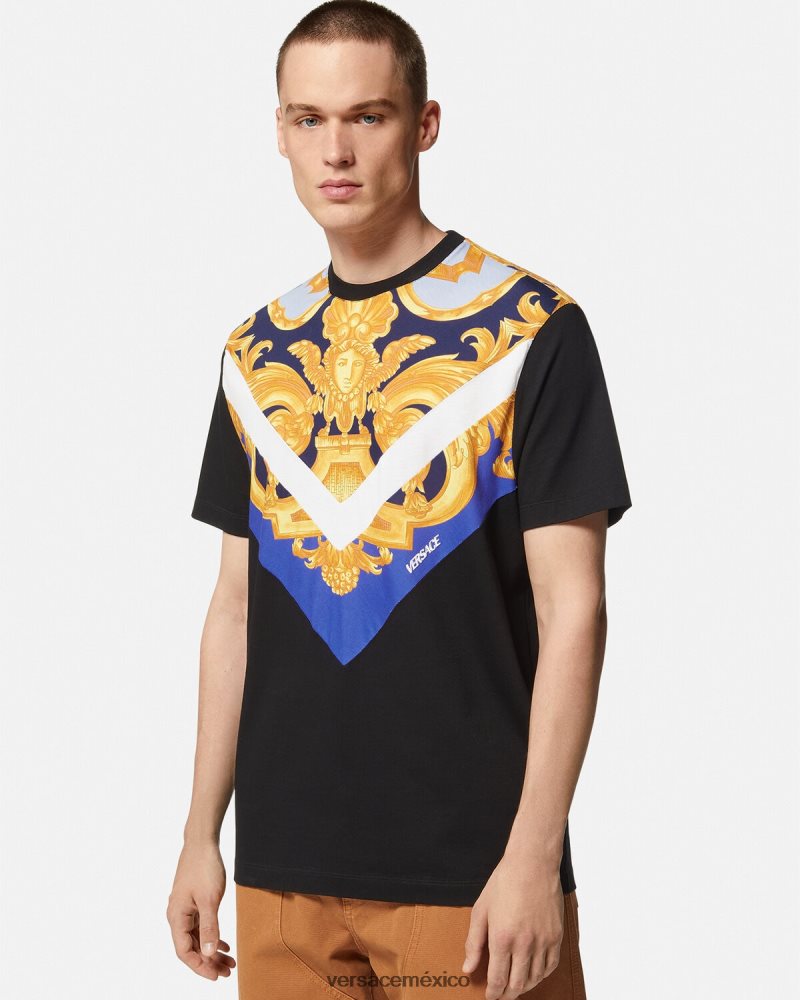 Versace camiseta barroco 660 azul y oro ropa hombres 84626J1393