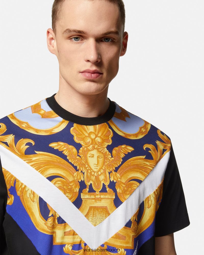 Versace camiseta barroco 660 azul y oro ropa hombres 84626J1393