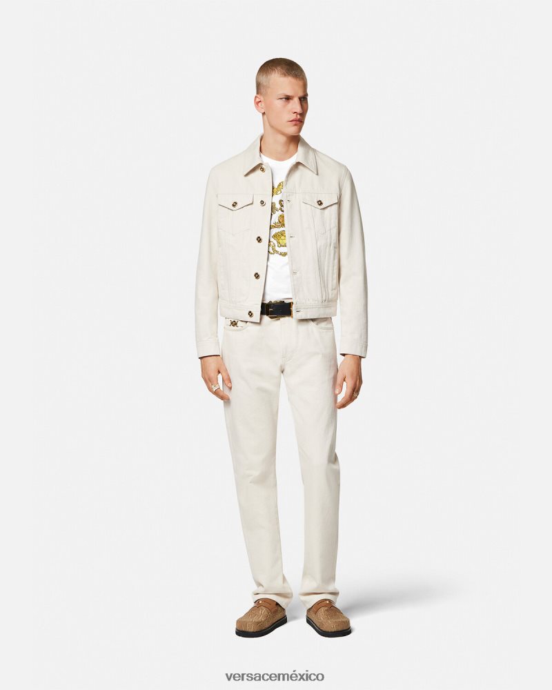 Versace camiseta con bordado de conchas barrocas blanco ropa hombres 84626J1364