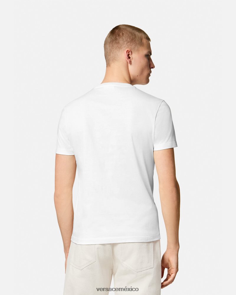 Versace camiseta con bordado de conchas barrocas blanco ropa hombres 84626J1364