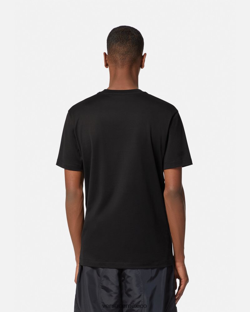 Versace camiseta con bordado de medusa negro ropa hombres 84626J1396
