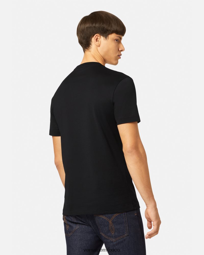 Versace camiseta con cristales de medusa negro ropa hombres 84626J1374