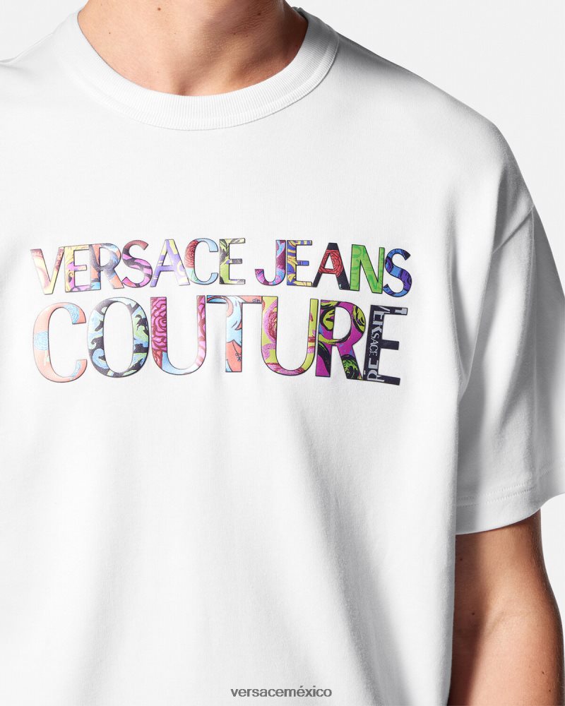 Versace camiseta con logo blanco ropa hombres 84626J2370