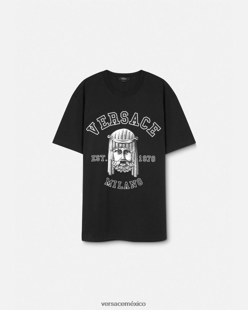 Versace camiseta con logo de la maschera negro ropa hombres 84626J1385