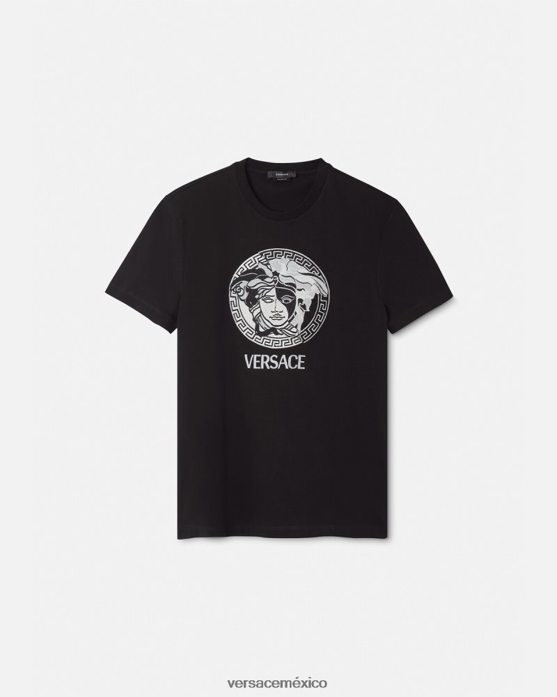 Versace camiseta con logo de medusa negro ropa hombres 84626J1397