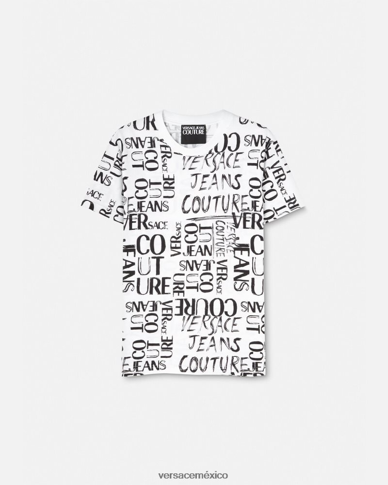 Versace camiseta con logo y garabato blanco ropa hombres 84626J2369