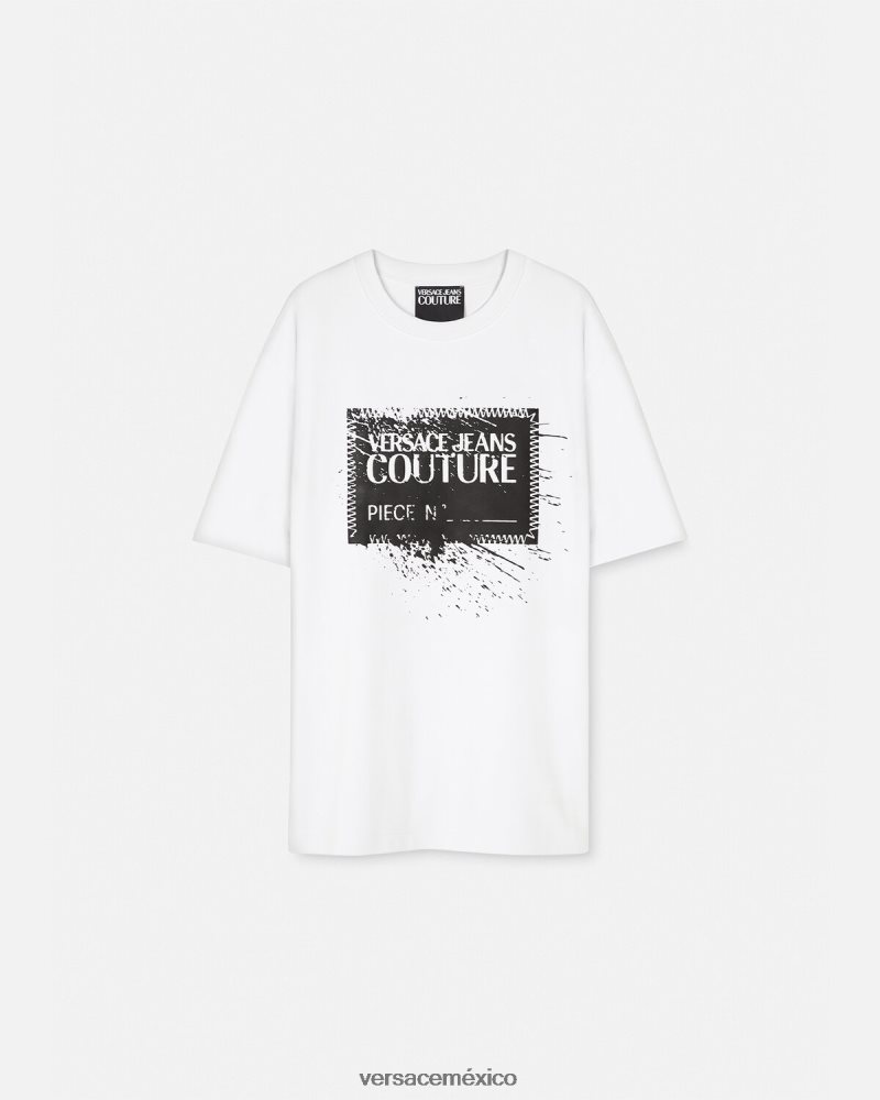 Versace camiseta con logo y número de pieza blanco ropa hombres 84626J2392