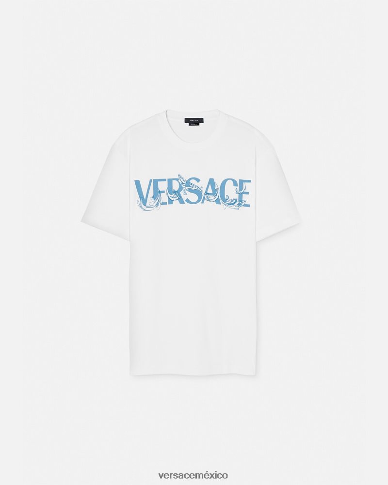 Versace camiseta con logo y silueta barroca blanco ropa hombres 84626J1366