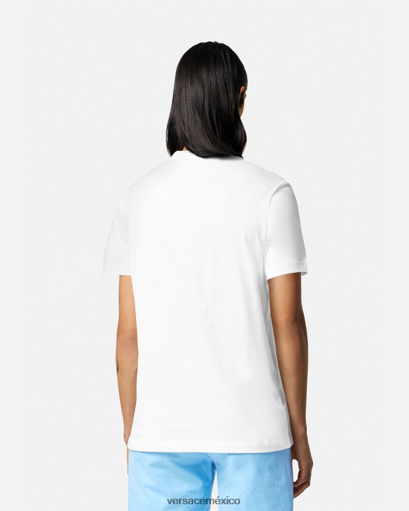 Versace camiseta con logo y silueta barroca blanco ropa hombres 84626J1366