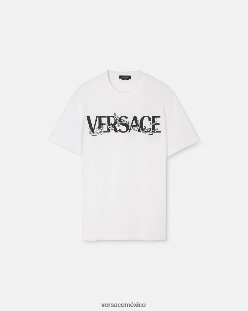 Versace camiseta con logo y silueta barroca blanco ropa hombres 84626J1379