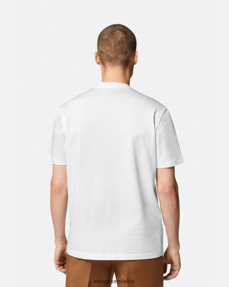 Versace camiseta con logo y silueta barroca blanco ropa hombres 84626J1379