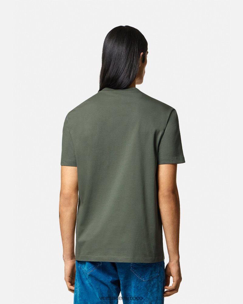 Versace camiseta con logo y silueta barroca verde ropa hombres 84626J1368