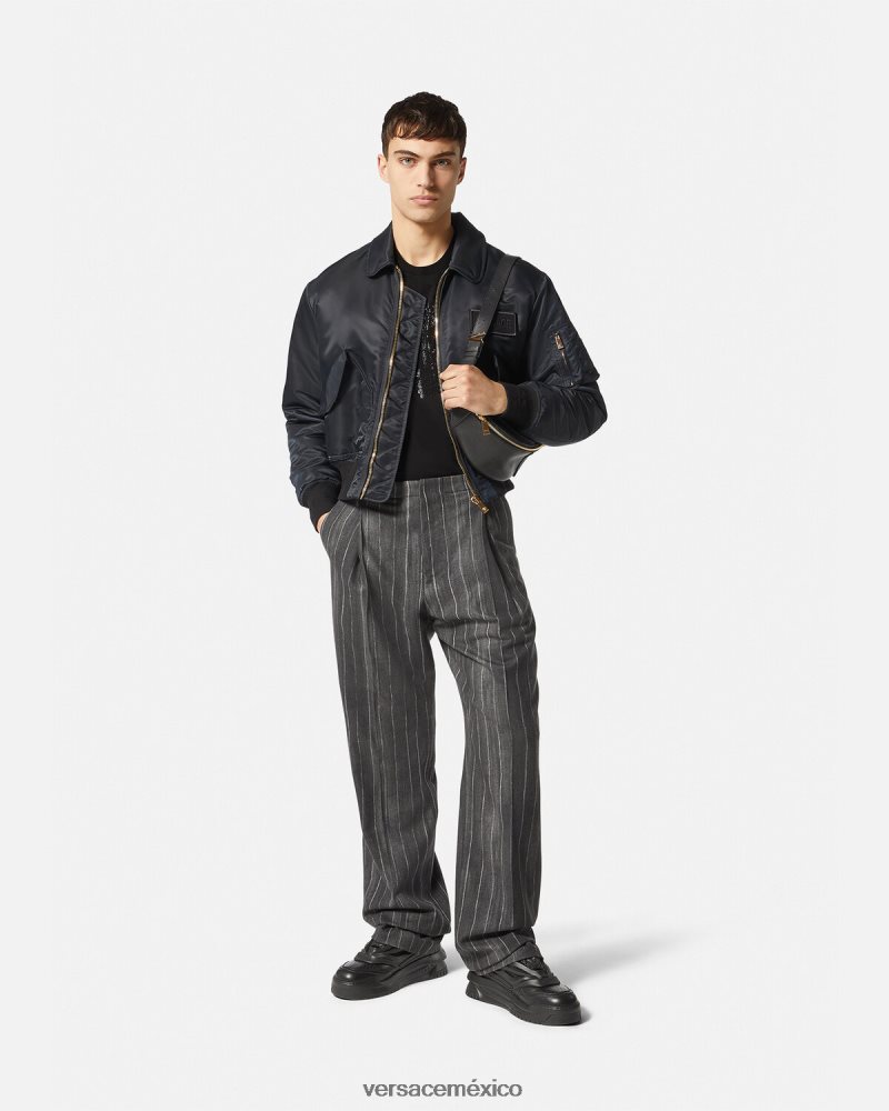 Versace camiseta con silueta barroca negro ropa hombres 84626J1378