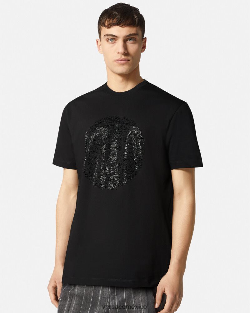 Versace camiseta con silueta barroca negro ropa hombres 84626J1378