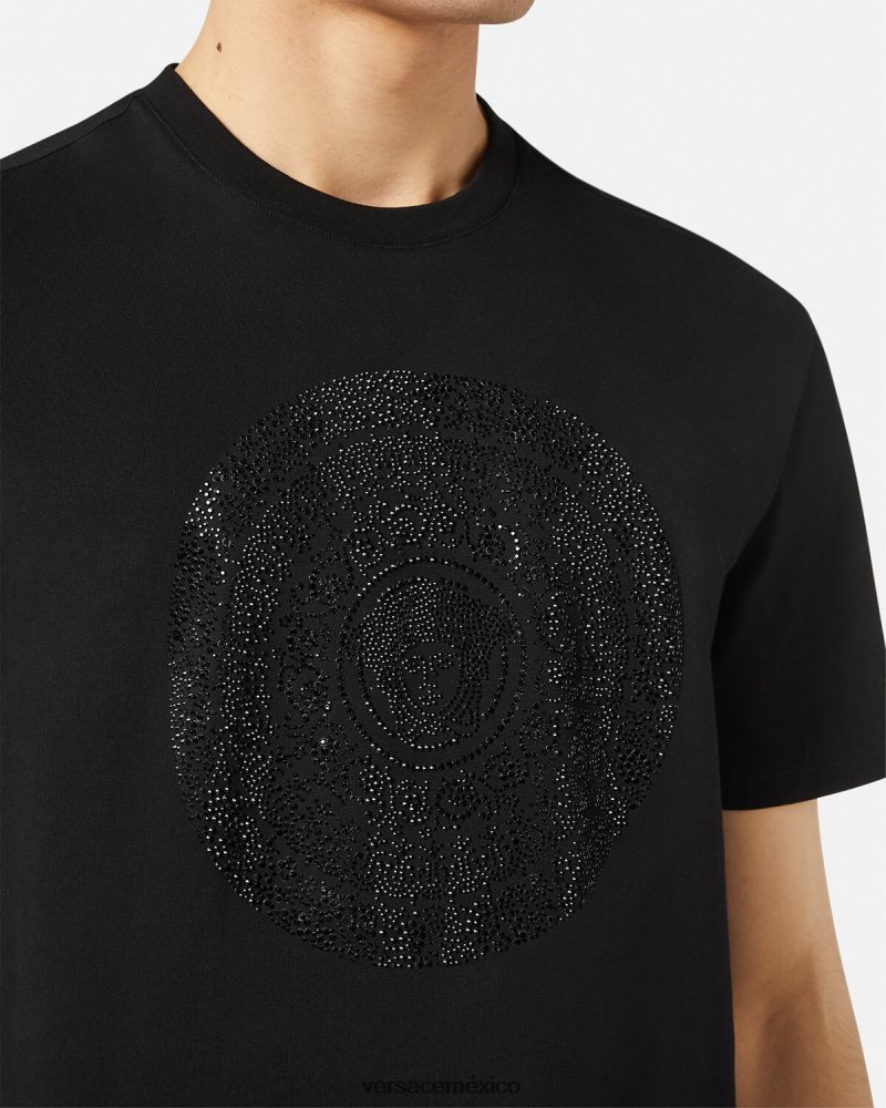 Versace camiseta con silueta barroca negro ropa hombres 84626J1378