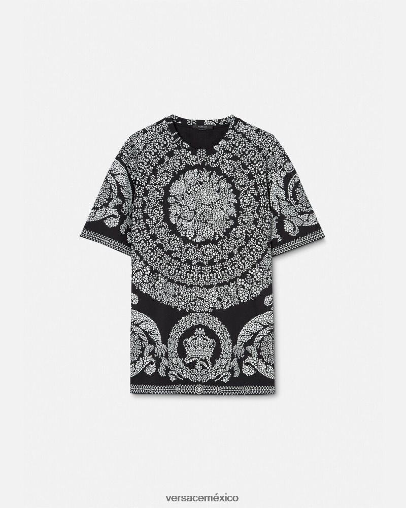 Versace camiseta con silueta barroca negro ropa hombres 84626J1392