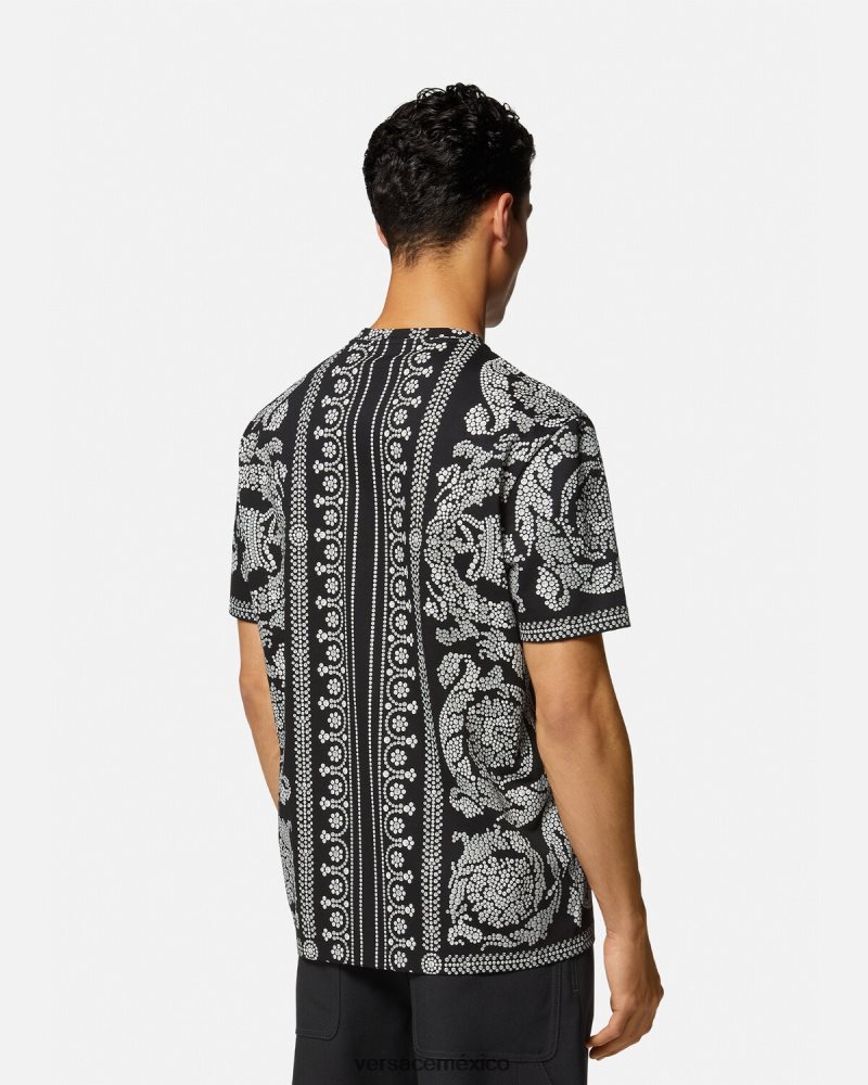 Versace camiseta con silueta barroca negro ropa hombres 84626J1392