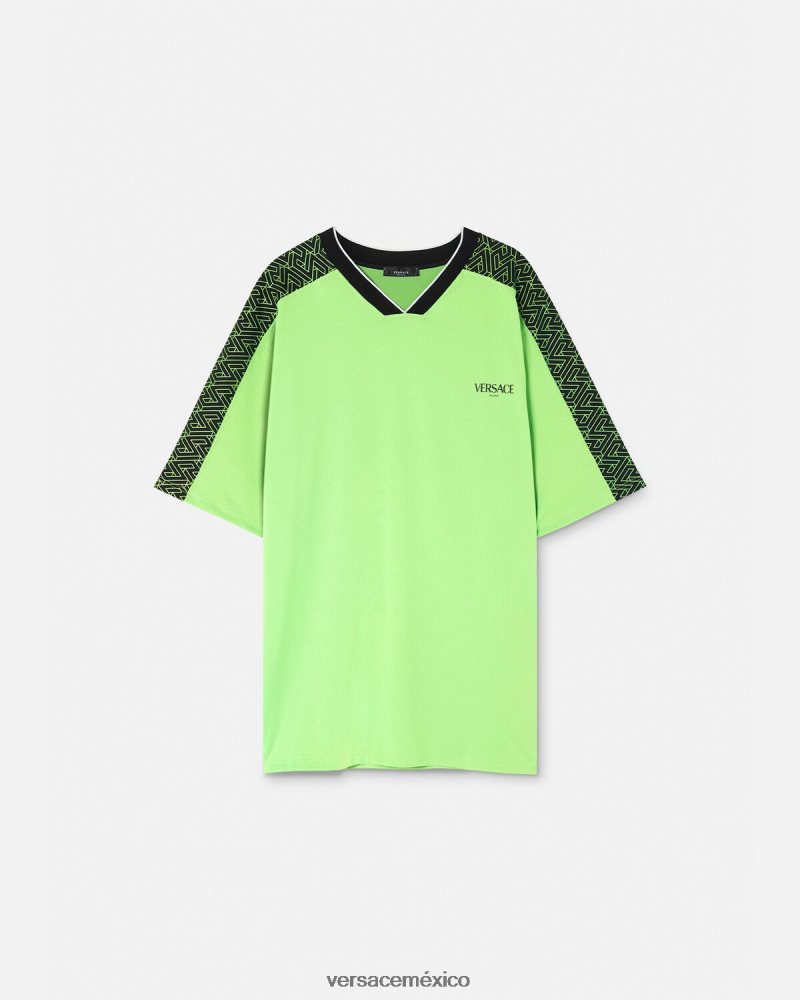 Versace camiseta gimnasio la greca verde y negro ropa hombres 84626J1462
