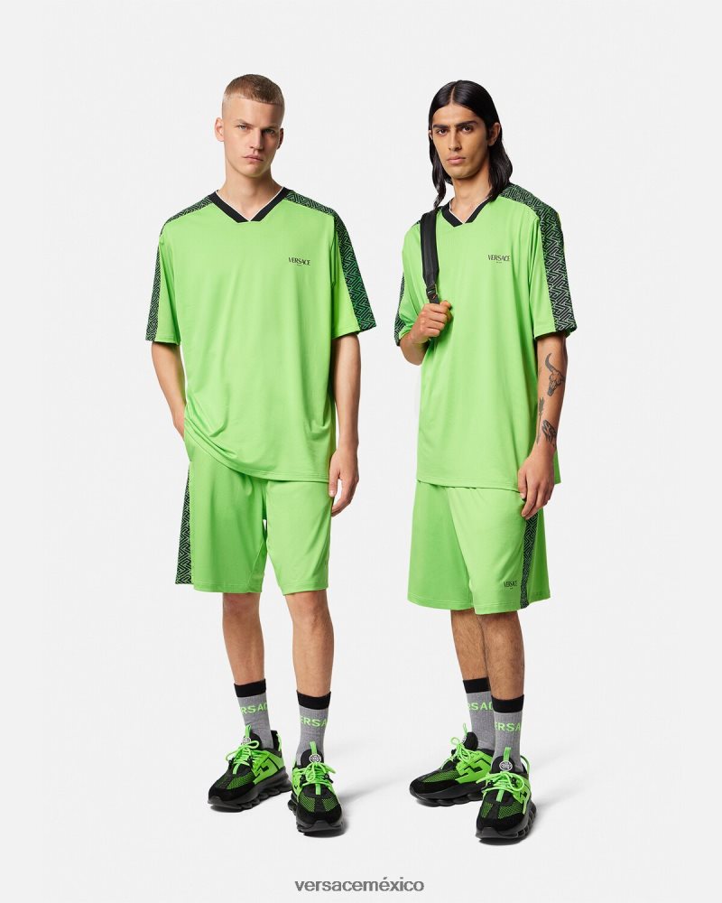 Versace camiseta gimnasio la greca verde y negro ropa hombres 84626J1462