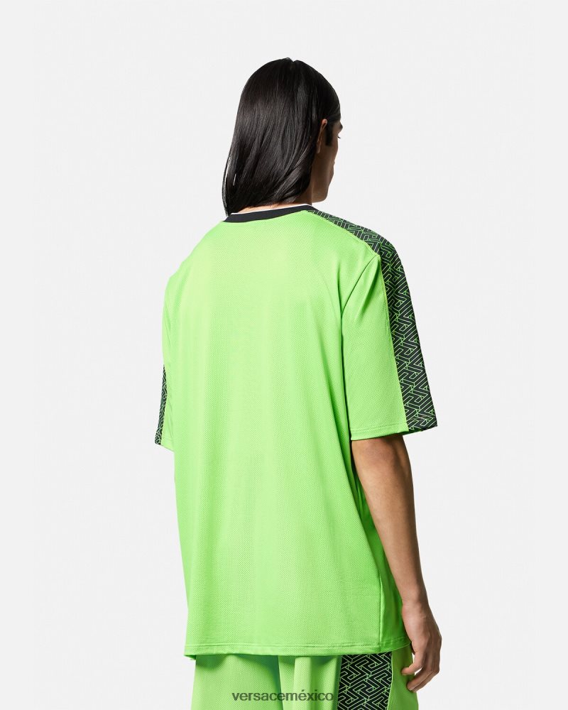 Versace camiseta gimnasio la greca verde y negro ropa hombres 84626J1462