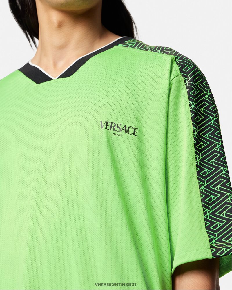 Versace camiseta gimnasio la greca verde y negro ropa hombres 84626J1462