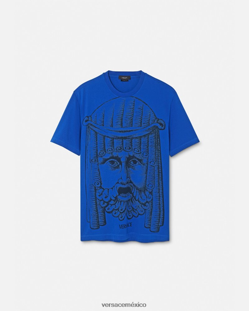 Versace camiseta la maschera azul ropa hombres 84626J1383