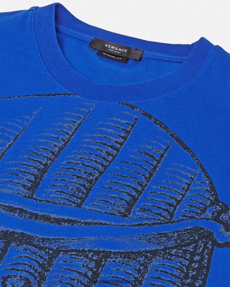 Versace camiseta la maschera azul ropa hombres 84626J1383