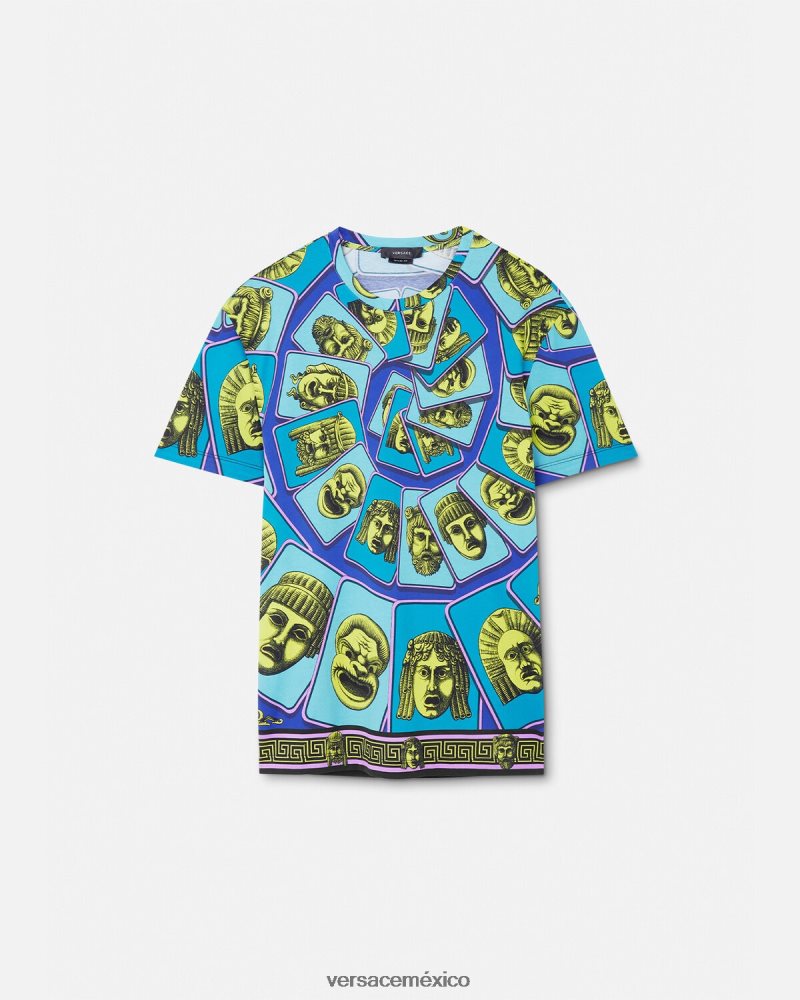 Versace camiseta le maschere imprimir ropa hombres 84626J1381