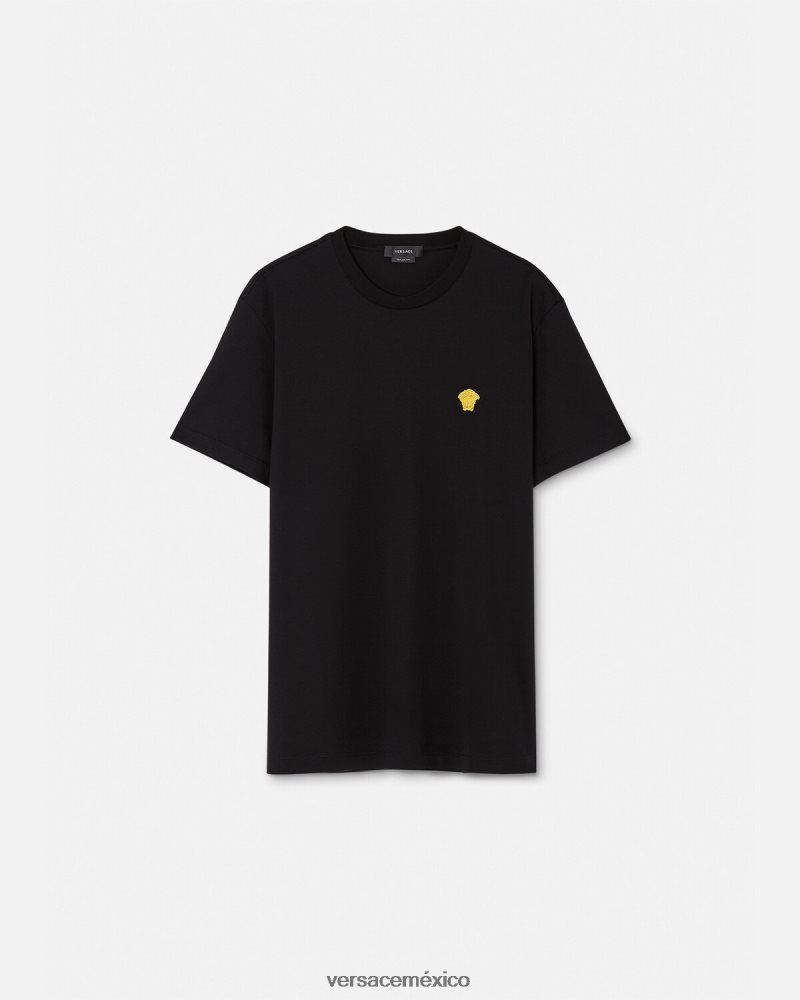 Versace camiseta medusa negro ropa hombres 84626J1370
