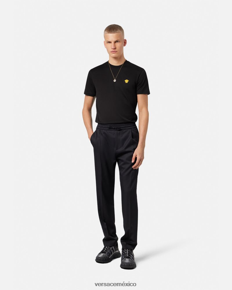 Versace camiseta medusa negro ropa hombres 84626J1370