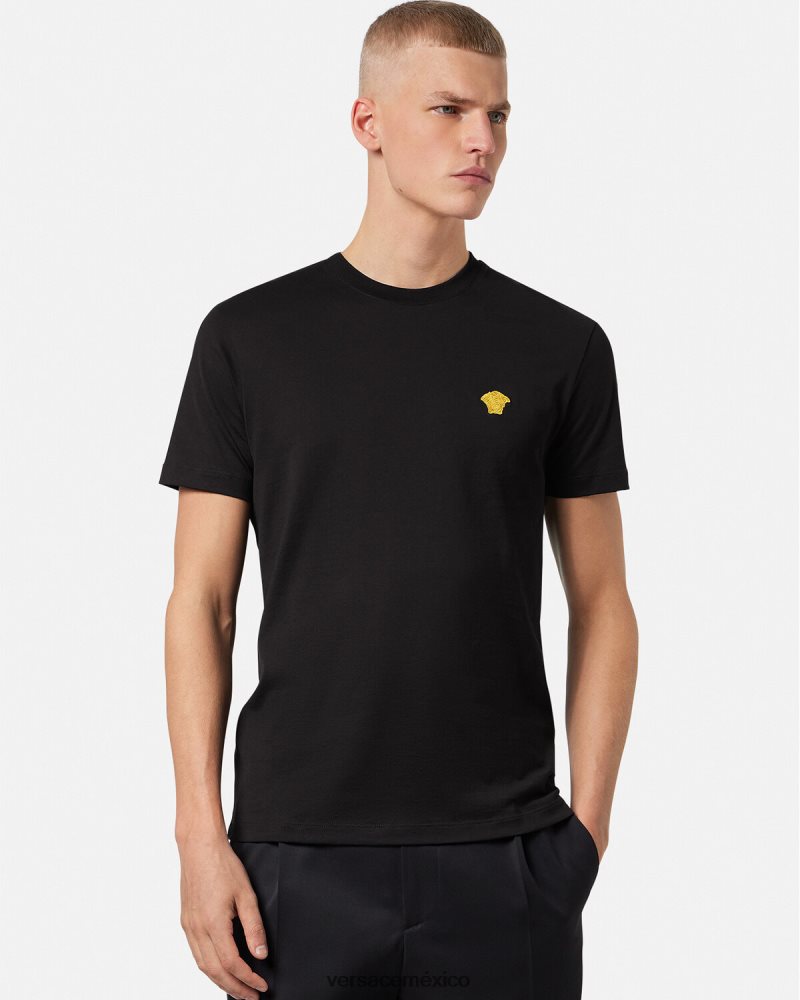 Versace camiseta medusa negro ropa hombres 84626J1370