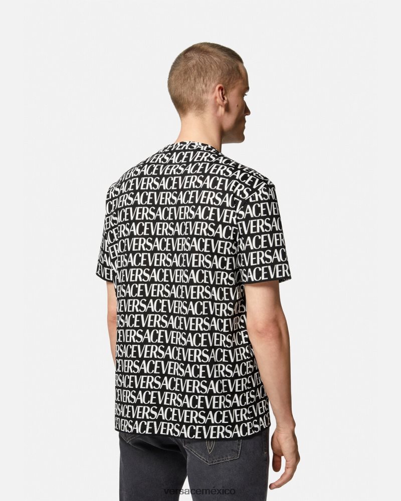 Versace camiseta por toda la prenda negro y estampado ropa hombres 84626J1390