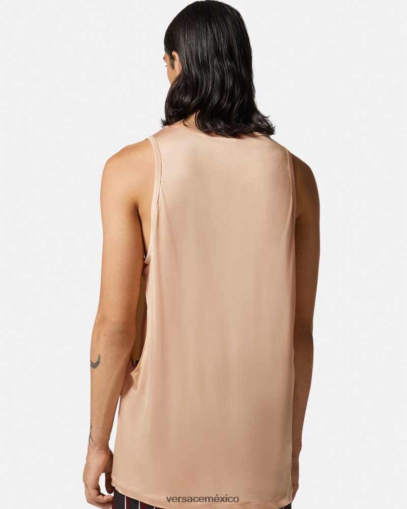 Versace camiseta sin mangas con abertura beige ropa hombres 84626J1380