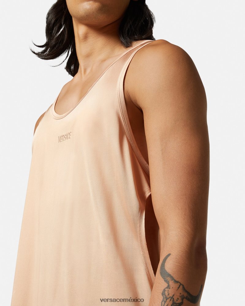 Versace camiseta sin mangas con abertura beige ropa hombres 84626J1380