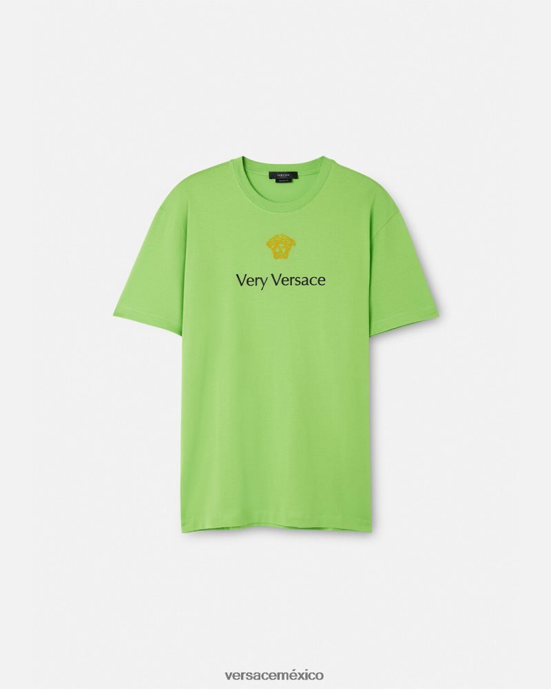 Versace camiseta verde ropa hombres 84626J1387