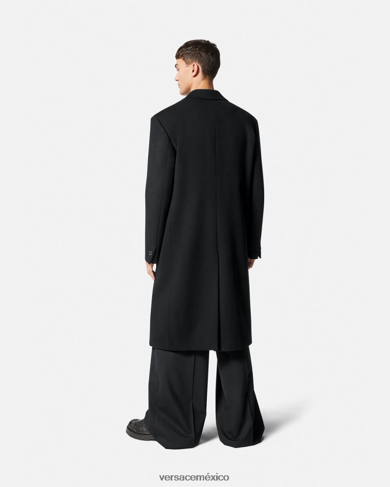 Versace abrigo de lana con botonadura simple negro ropa hombres 84626J1245